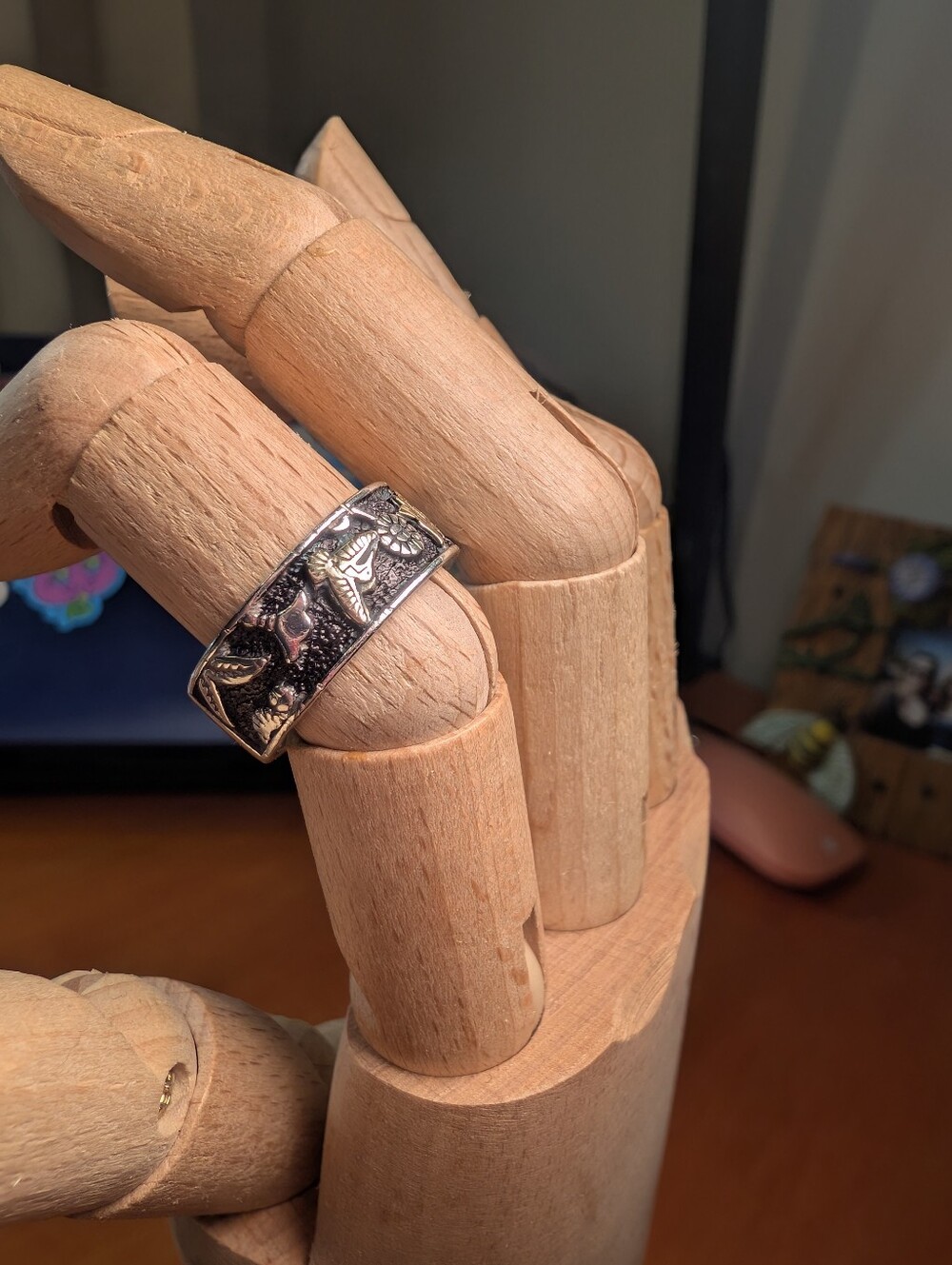 Carolyn Pollack x Roderick Tenorio Sterling Silver & 14K Gold Ring Size 9 - Picture 2 of 6